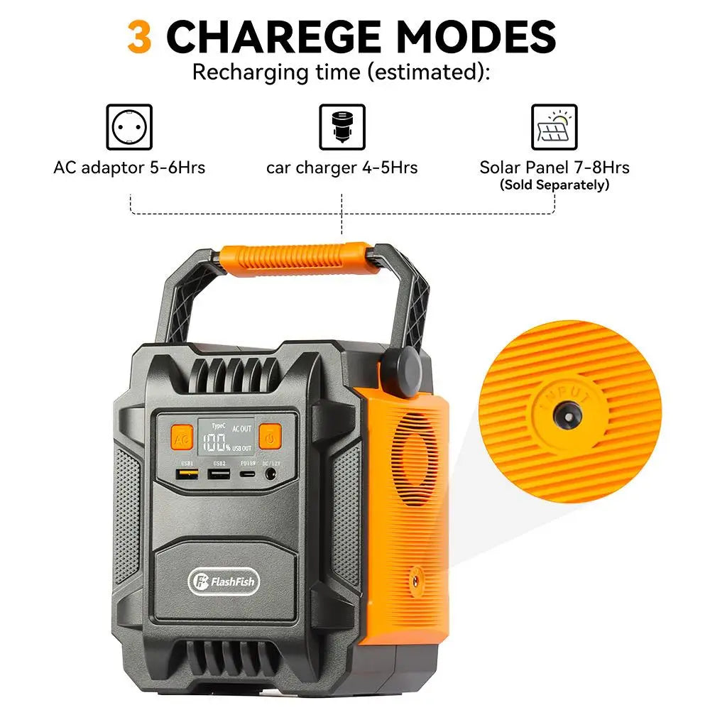 Flashfish A201 200W Portable Power Station, 172.8Wh/48000Mah Solar Generator Backup Battery Pack with 220V AC Sockets, Power up to 6 Devices, 3 Ways of Recharging, 3 LED Lighting Modes, Safe Protection