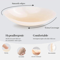 Adhesive Silicone Nipple Covers No Show Reusable Sticky Breast Pasties for Women Invisible Stick on Bra for Backless Dress